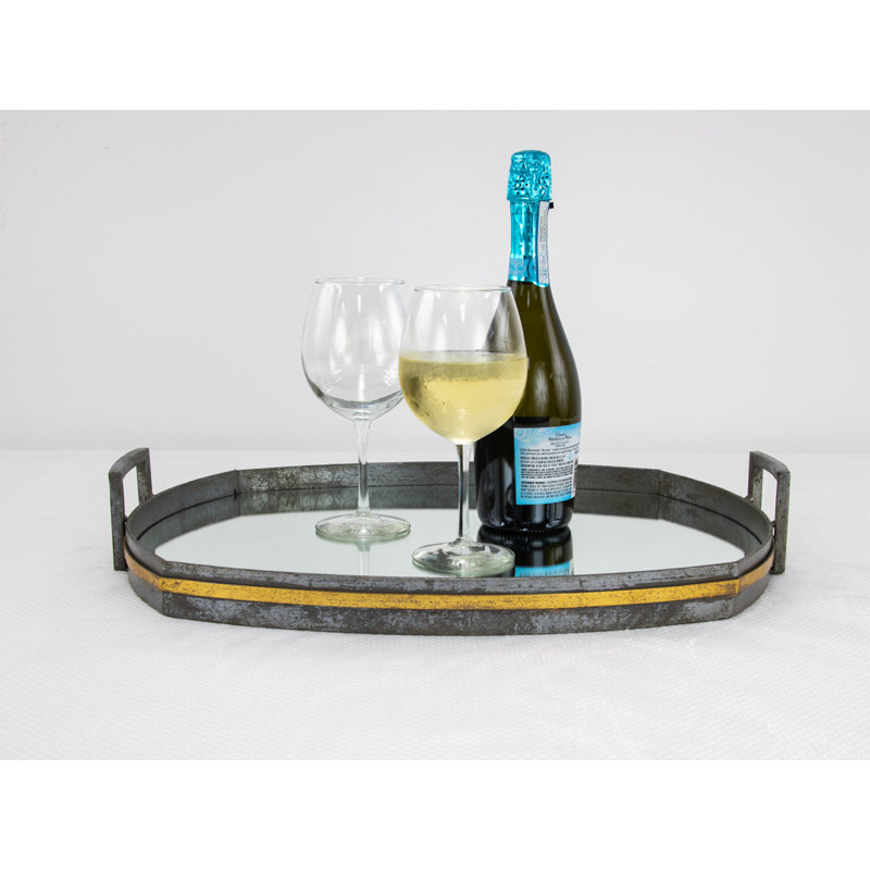 Santiago Decorative Tray, Gray/Gold