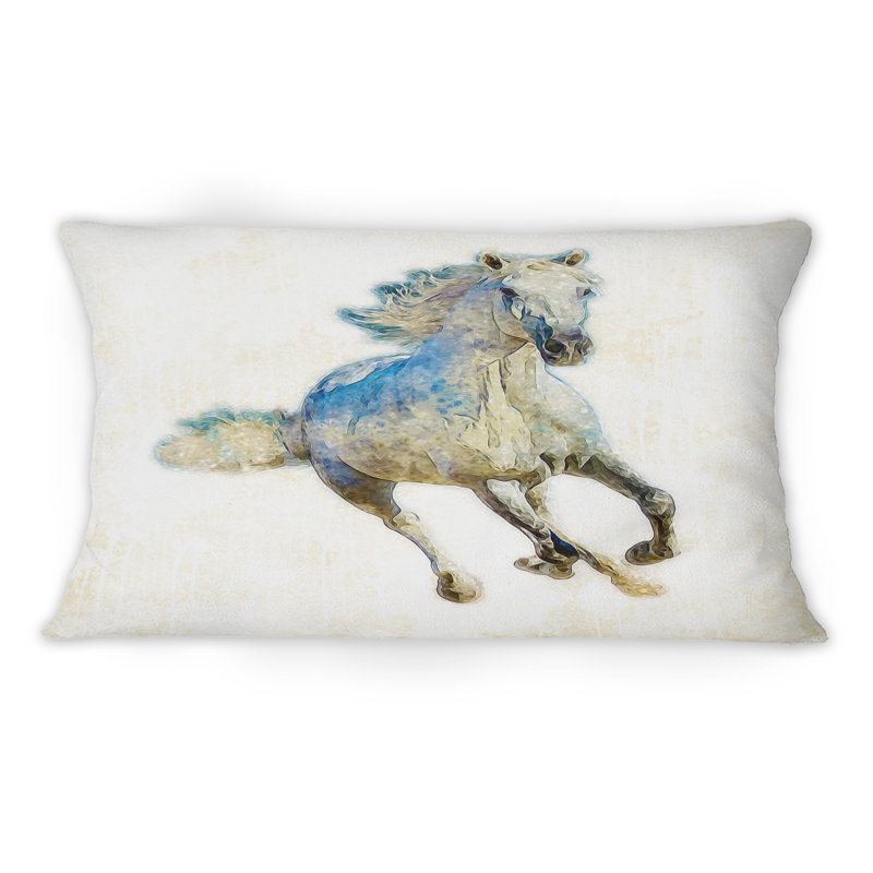 Cheval coloré avec paysage intérieur - Coussin décoratif traditionnel imprimé 1