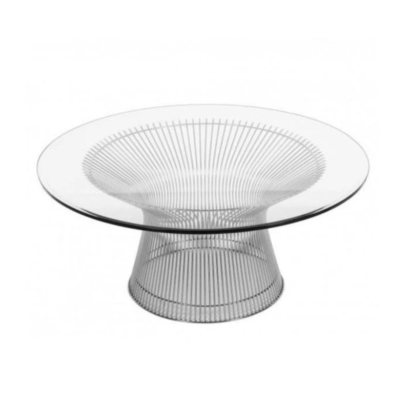 Table basse Oliver en verre trempé, Chrome chrome
