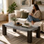  Table basse à dessus en placage de granit gris Belmont-557993522-557993523