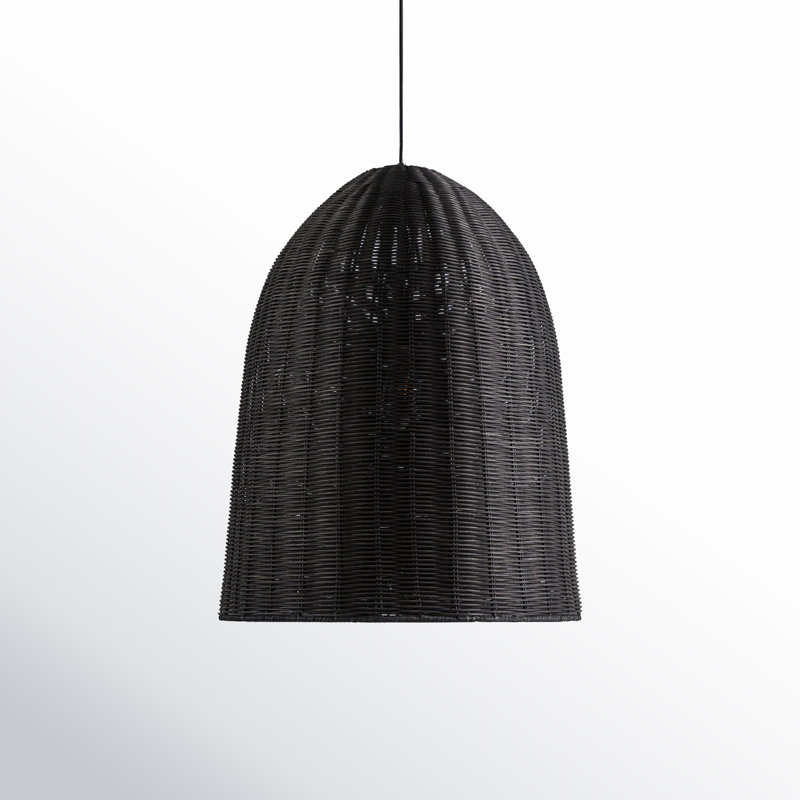 Luminaire suspendu simple à 1 lumière Declo, Rotin sable noir