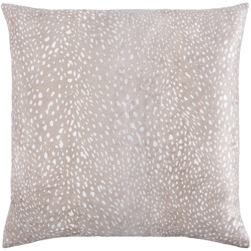 Doe Animal Print Reversible Pillow Cover, 18" x 18", Taupe/Cream