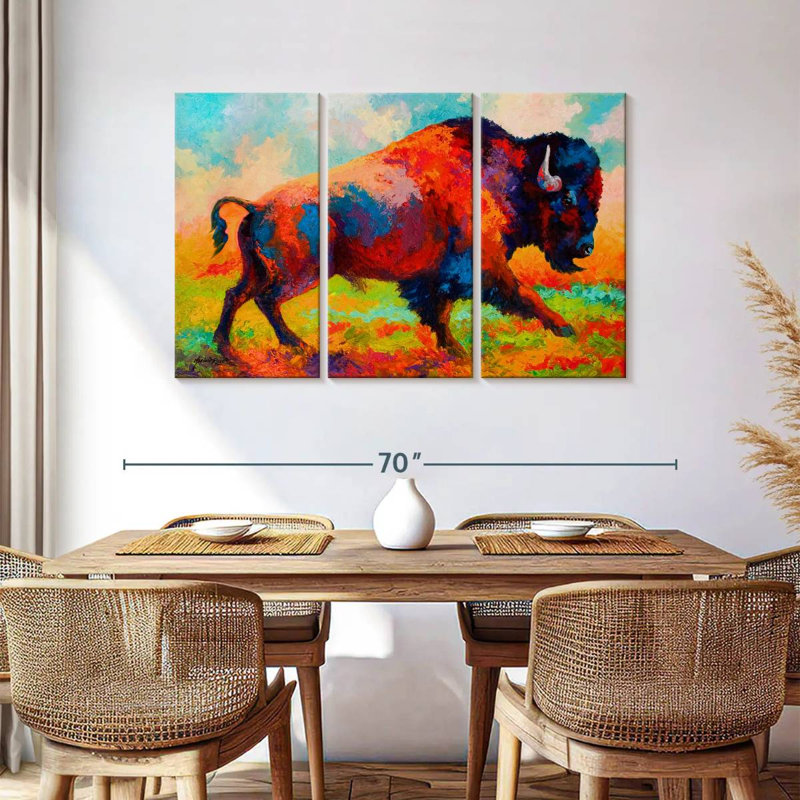 Brampt Bison Running Free, 36" H x 57" W