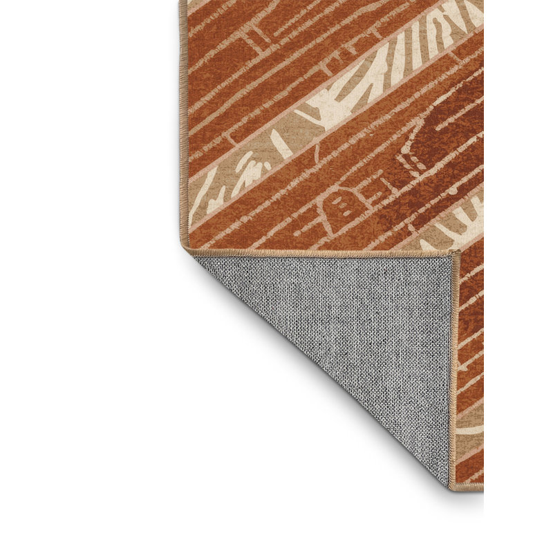 Tapis brun à motif de blocs d'inspiration mondiale Olney Churros lavable à la machine - reliure brun clair, 7 x 9