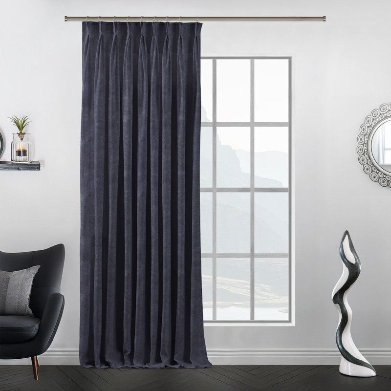Room Darkening Single Curtain Panel, Navy, 245cm Width x 425cm Drop