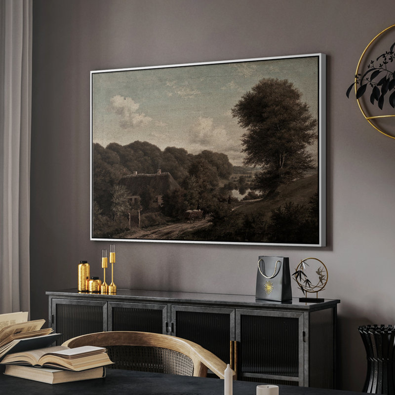 Paysage rétro - CD XXXVII, H 25 po x l 37 po x P 2 po, Toile encadrée flottée blanche