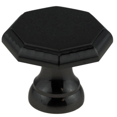 (5 Pack) 1-3/8 inch Octagon Knob Black Nickel