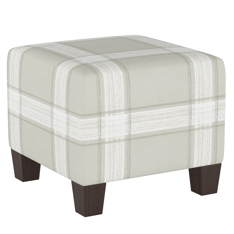 Fernando Upholstered Ottoman, Marley Plaid Feather