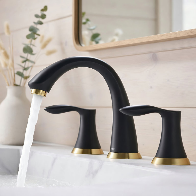 Widespread Bathroom Faucet 3 Hole, 2-Handle Bathroom Sink Faucet With Drain Assembly And Supply Lines