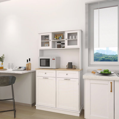 Storage Cabinet, 7", Adjustable Shelves, 67.7" Tall Kitchen Trash Can With 3, 2 Drawers And 1 Tilt Out Trash