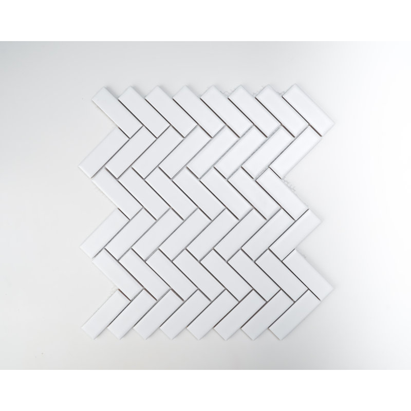 1X3” Herringbone Matte Porcelain Mosaic Tile - (Box Of 10 Sheets), White