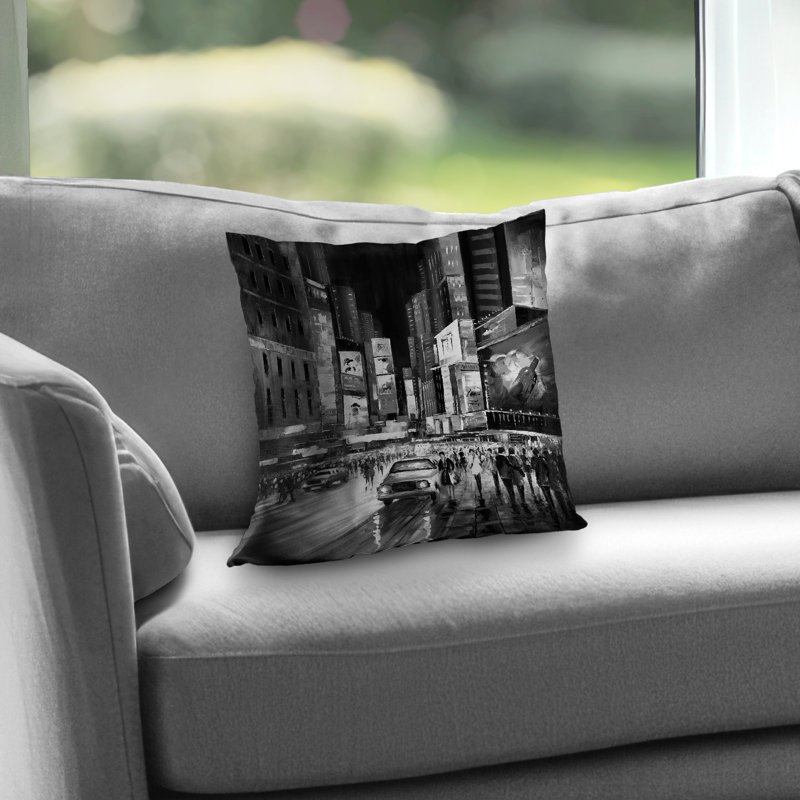 Times Square Monochrome - Places Man Poly Twill Throw Decor