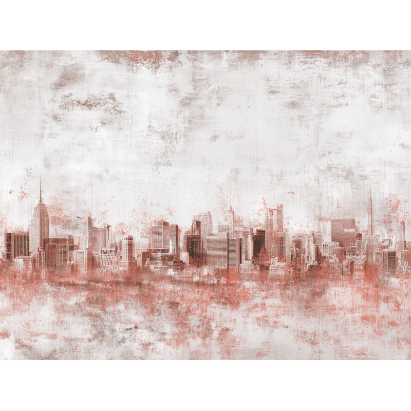 Skyline in Red, 26" H x 20" W