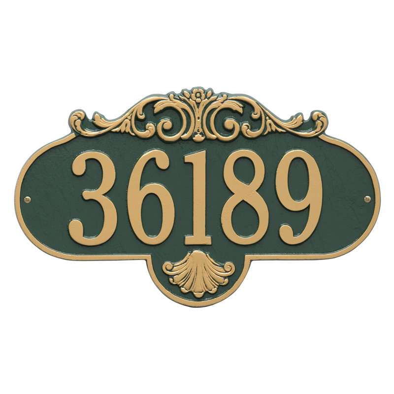 Plaque d'adresse murale sur 1 ligne Rochelle, Oui, Vert et or