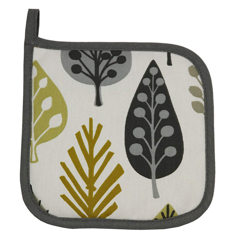 Latitude Run Alexys Floral Cotton Potholder, Ochre Yellow