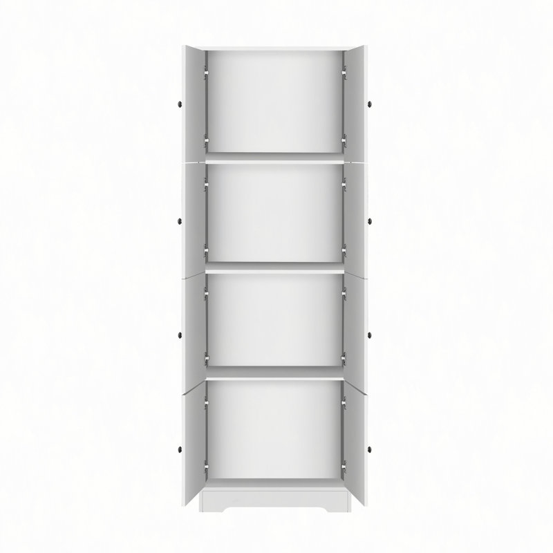 Tall Storage Cabinet With 8 Doors And 4 Shelves, Wall Storage Cabinet For Living Room, Kitchen, Office, Bedroom, Bathroom