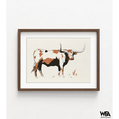 Terre Cotta Steer III par Jacob Green, reproduction de dessin de vache, reproduction d'animaux de ferme, art animalier de ranch, reproduction d'art Longhorn, dessin de rodéo