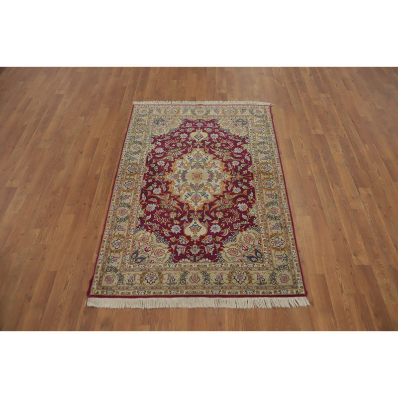 Tapis oriental traditionnel en laine à motif floral traditionnel 3 x 5