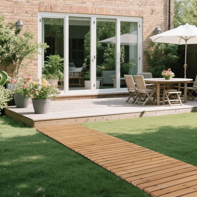 Wooden Garden Pathway For Outdoors Roll Out, 0.60'' H x 144'' W x 17'' D, Yellow