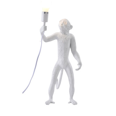 Kasaundra Eclectic 1 Light White Resin Monkey Table Lamp