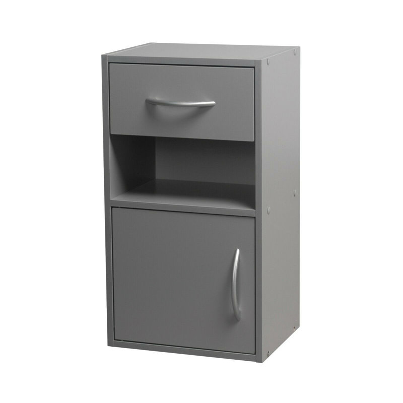 Baraa 30cm W Manufactured Wood Bedside Table, Grey, Individual