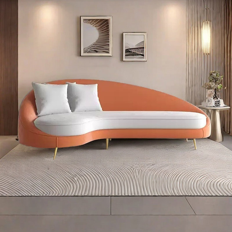Canapé-lit Curved, Orange / gris clair, Orienté à gauche (vu de face)