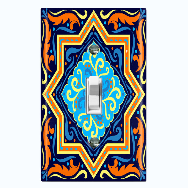 Plaque murale à interrupteur à bascule Elegant Tile 1-Gang, Bleu / Orange