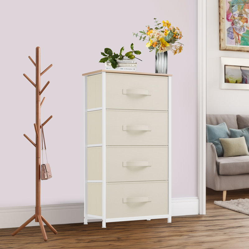 45cm W 4 - Drawer Chest of Drawers, Beige/White/Wood