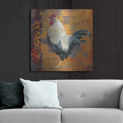  'Coq Motifs 3' by Art Licensing Studio Metal Wall Art, 36" x 36"