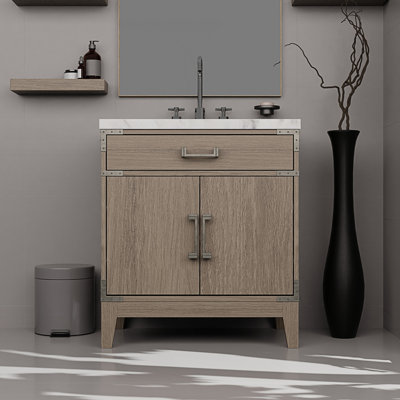 30 po X P 22 po Ensemble de meuble-lavabo simple D avec comptoir en marbre de Carrare et robinet