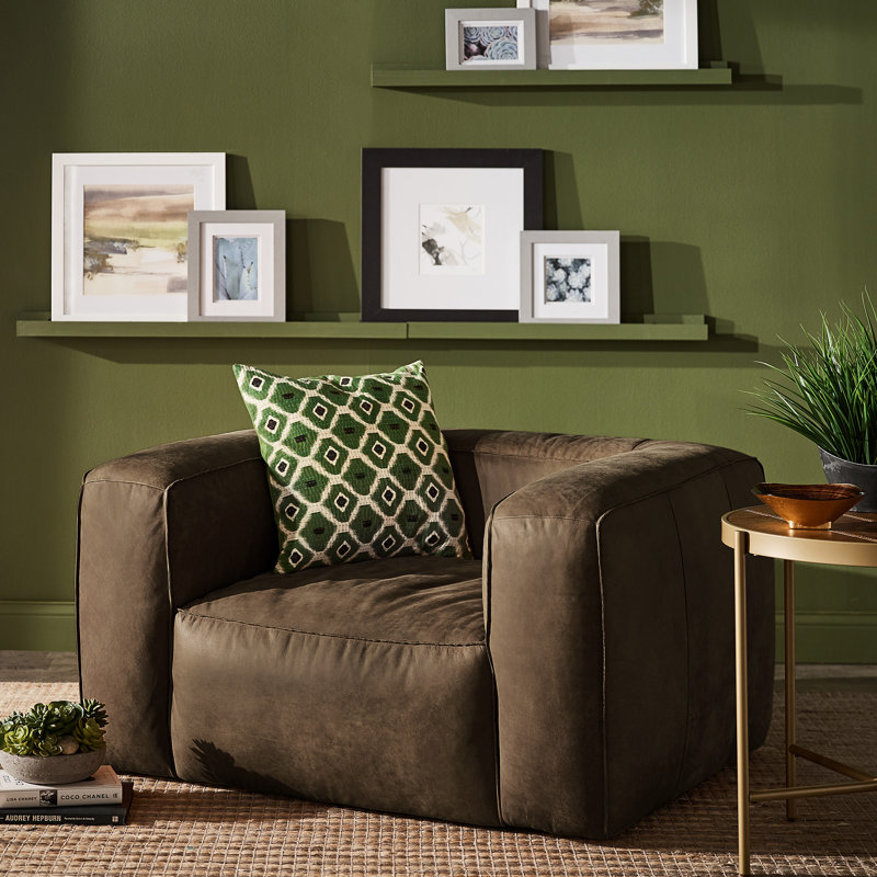 Fauteuil en cuir véritable de 48 po Dupo, Cuir véritable brun