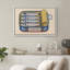 "Folk Art" sardines en étain doré bleu avec pois décoratifs et fond crème, reproduction d'art sur toile encadrée-131400964-131400961