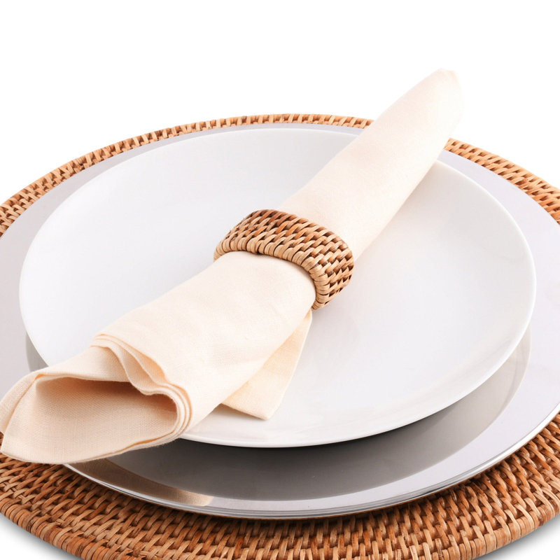 Rond de serviette en rotin tissé à la main