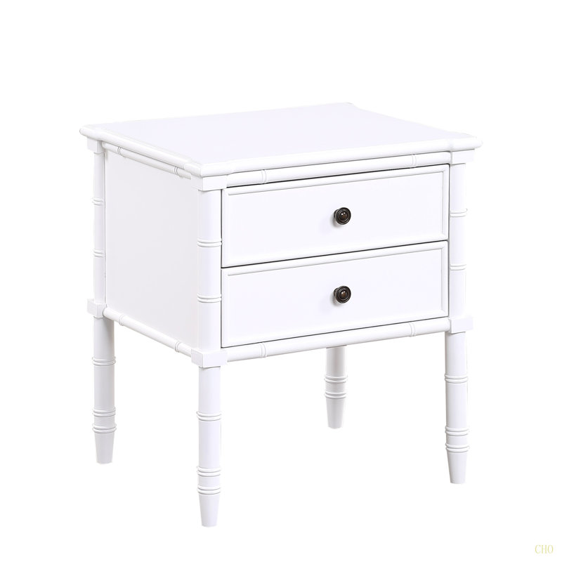 Table de chevet 2 tiroirs Emmett, Blanc