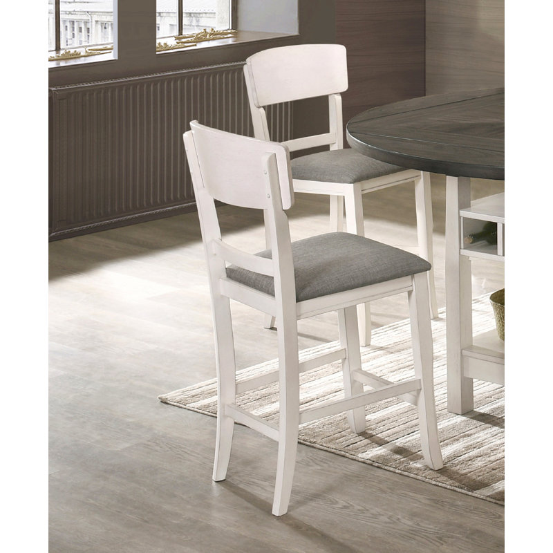 Tabouret de bar rembourré 2 pièces, Blanc / Blanc