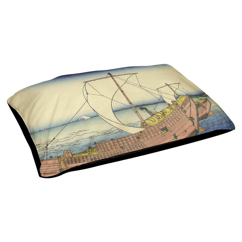 Coussin pour chien kazusa sea route Burkart, Grand (l 52 po x P 42 po x H 17 po), Orange clair / bleu