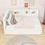 Lit de jour double rembourré en lin avec éclairage DEL, ports USB et lit gigogne coulissant double-52465208