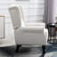 Fauteuil d'appoint blanc crème avec tissu respirant, pour une touche de fraîcheur. Fauteuil à boutons. Design élégant. Haut dossier à oreilles et assise rembourrée. Assise épaisse et rembourrée. Convient au salon, à la chambre et au bureau. Bois massif et eucalyptus.