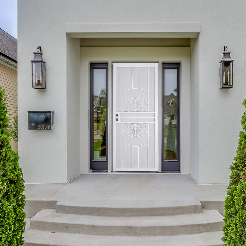 Grisham Deluxe Steel Security Screen Door, 80" H x 32" W, White