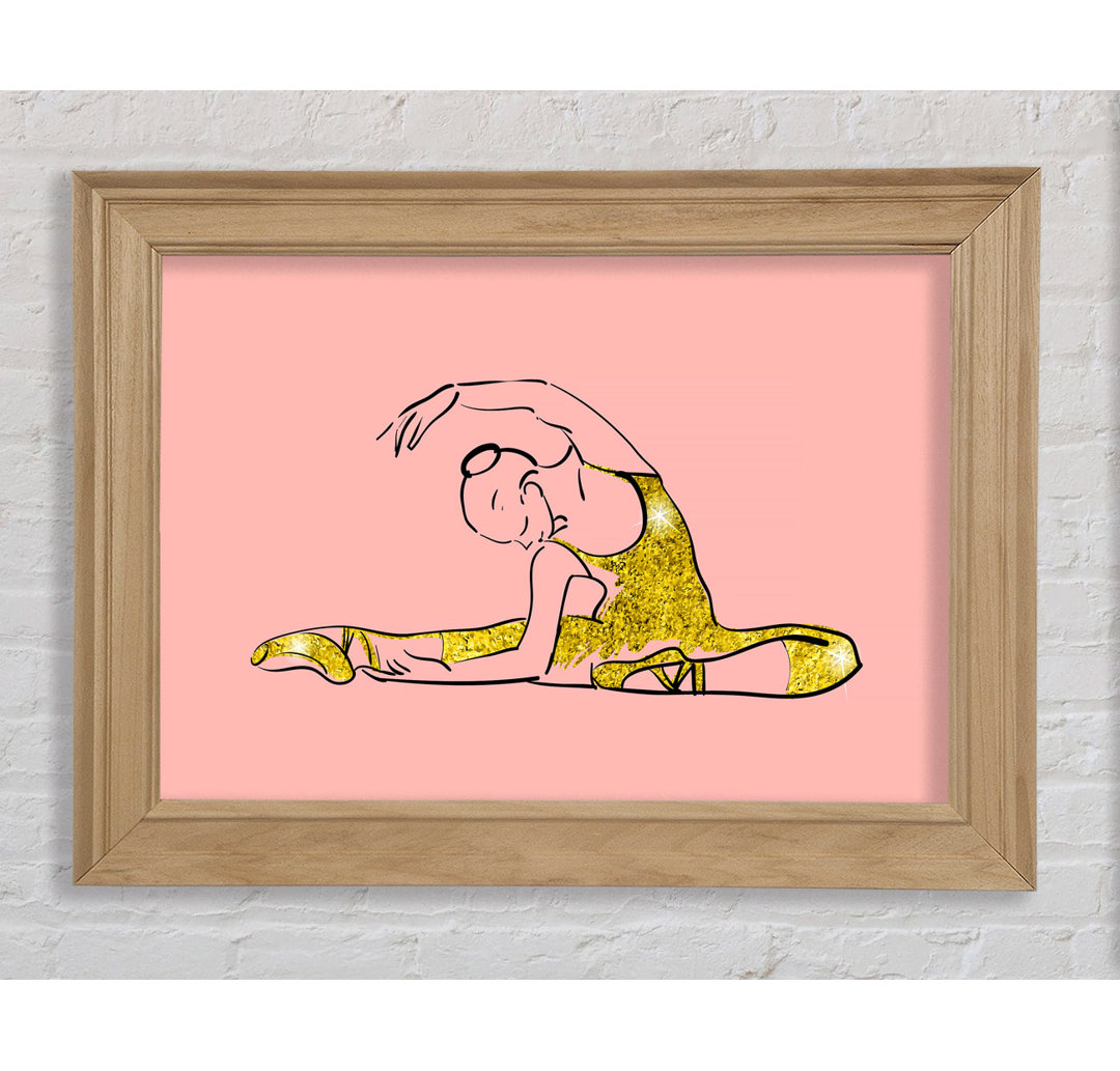 Golden Pink Ballerina 4 Gerahmter Druck