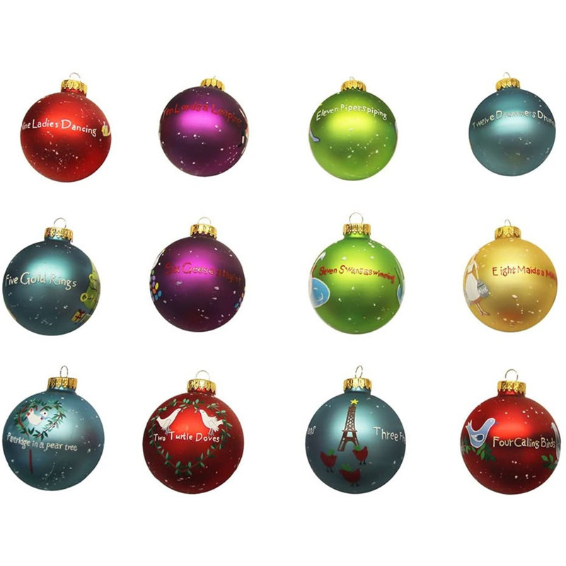 Kurt Adler Twelve Days of Christmas Glass Ball Ornament Set
