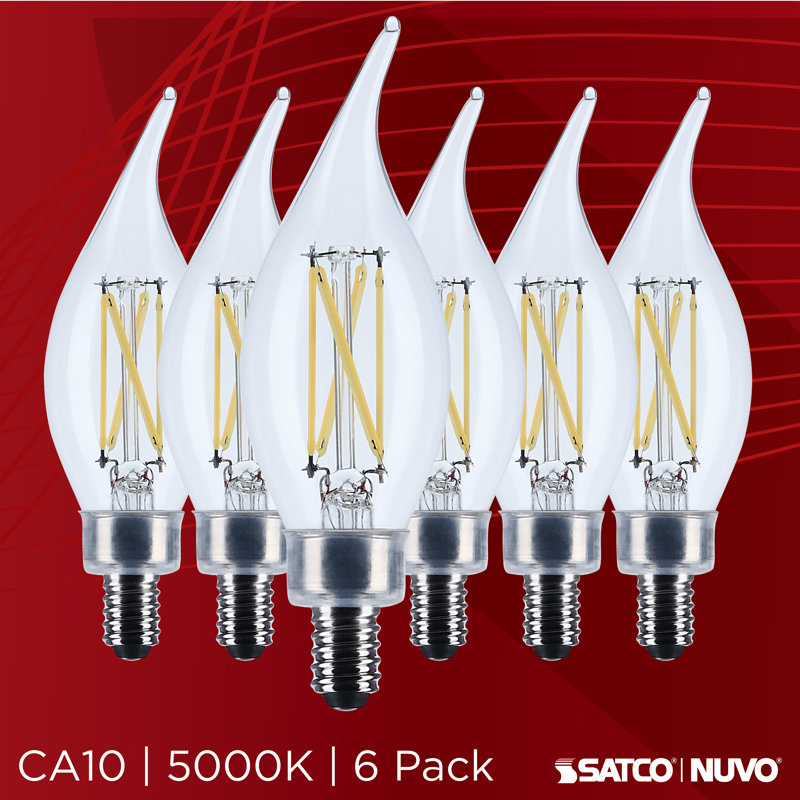 Base de candélabre DEL 4 watts CA10 transparent 3500K CCT 120 Volt, 5,5 W, 5000 kelvins, 500 lumens