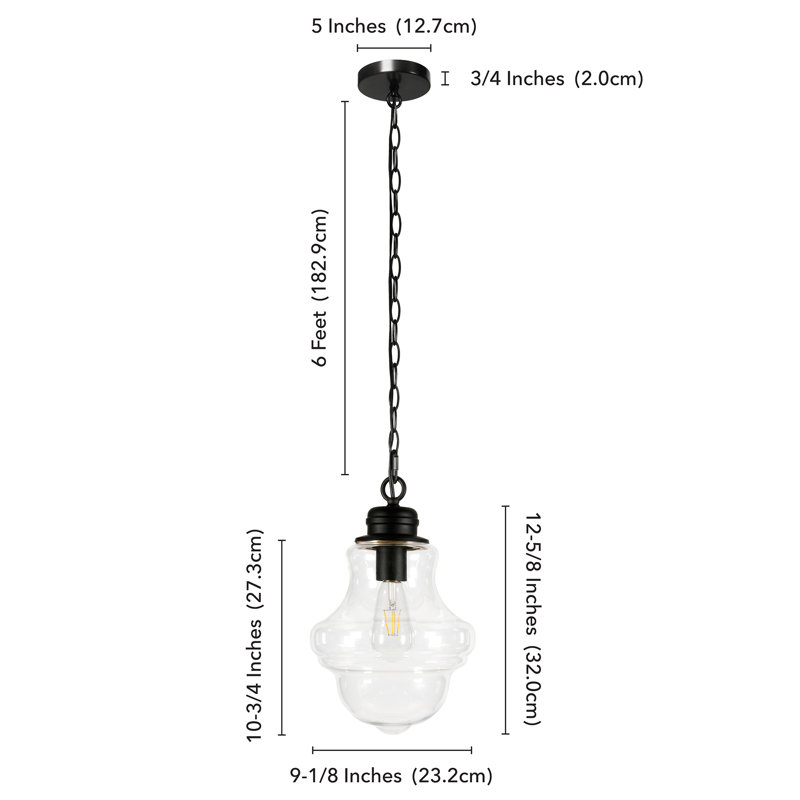 Annie 1 - Light Single Pendant, Black, Clear Glass