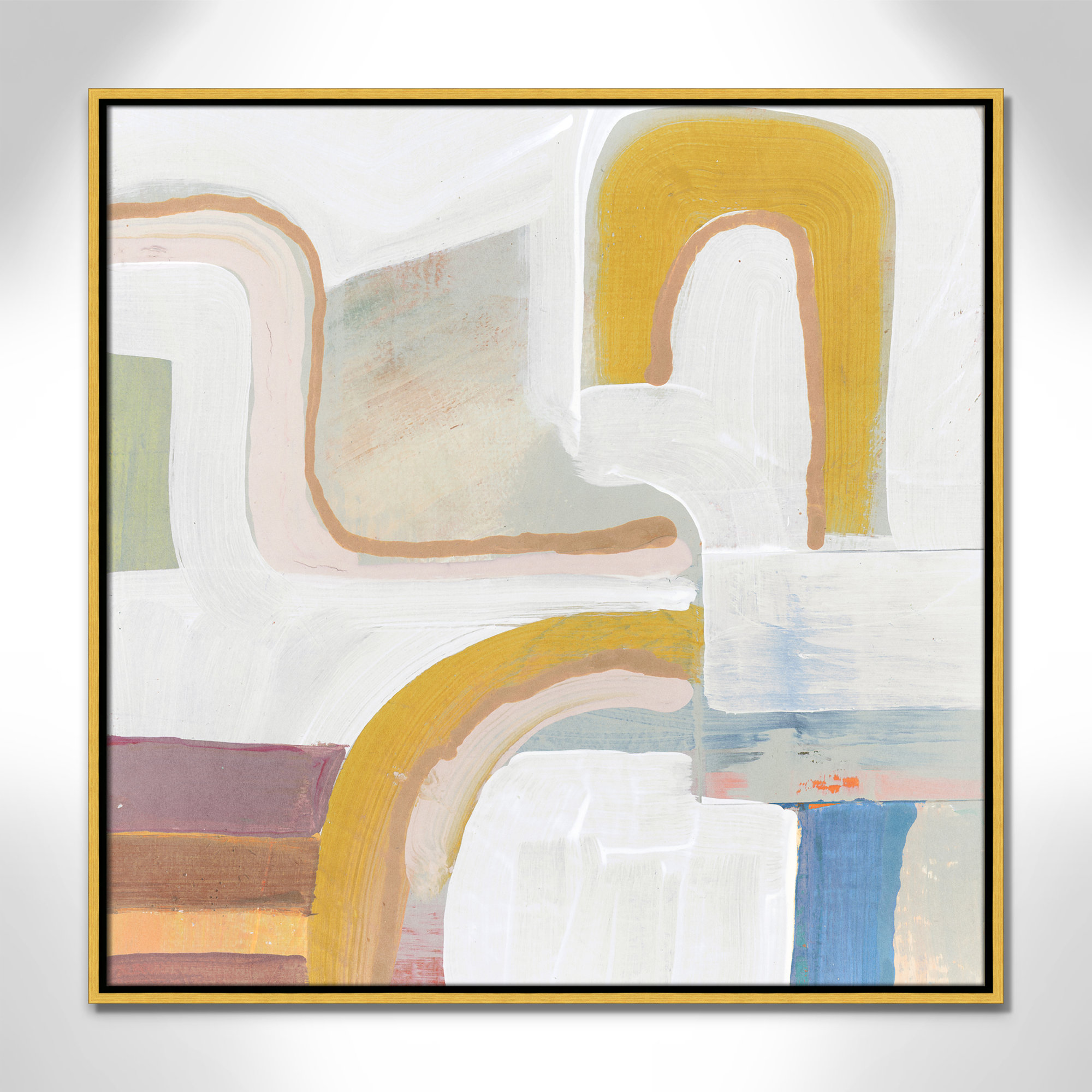 Together Again I by Cartissi - Floater Frame Painting Print on Canvas, 31.5" H x 31.5" W, Gold