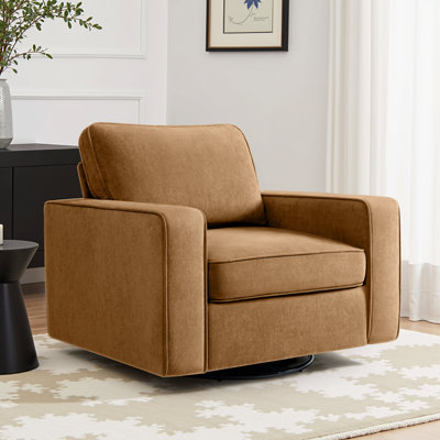 36.2" Wide Upholstered Swivel Accent Armchair