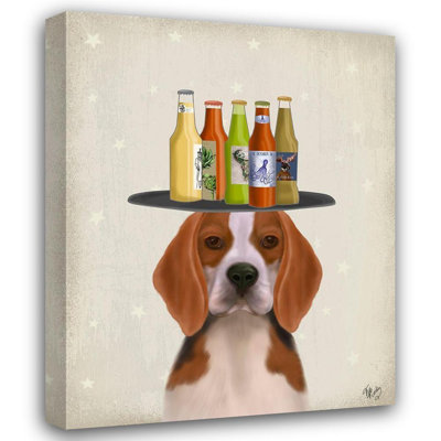 «Red Barrel Studio® Fab Funky», art sur toile tendue sous le titre «Beagle Beer Lover»