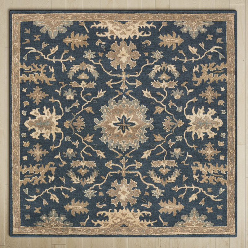 Arden Hand Tufted Wool Floral Indoor Rug, Square 4'