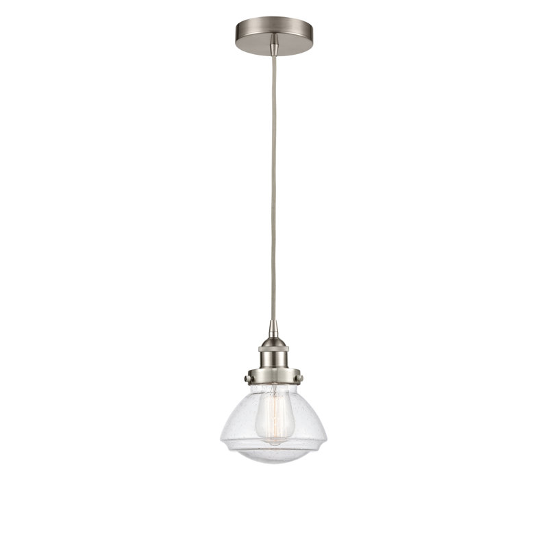 Luminaire suspendu simple à 1 lumière Caille, Nickel satiné brossé