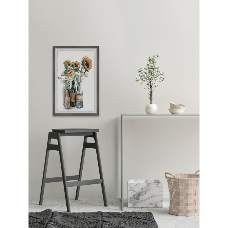 «Sunflower Centeriece» - Impression sur papier encadrée, H 24 po x l 16 po
