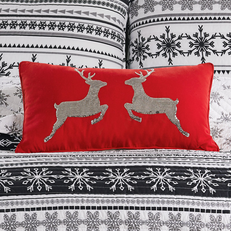 Silent Night Reindeer Pillow
